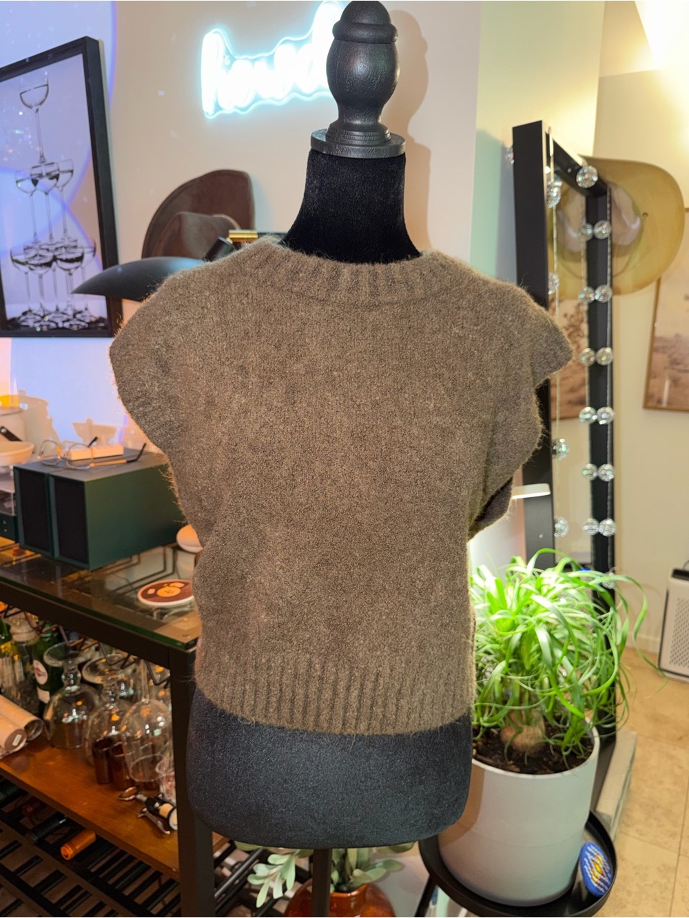 Madewell Brown Short-Sleeve Crewneck Knit Sweater Vest
